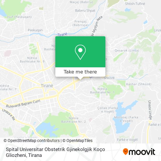 Spital Universitar Obstetrik Gjinekolgjik Koço Gliozheni map