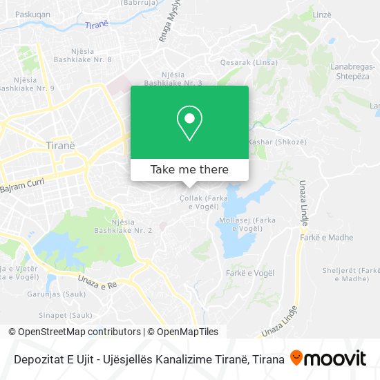 Depozitat E Ujit - Ujësjellës Kanalizime Tiranë map