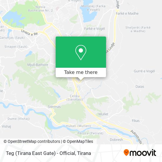 Teg (Tirana East Gate) - Official map