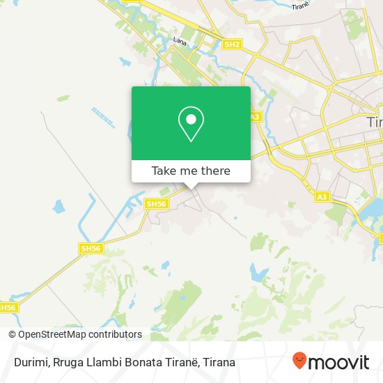 Durimi, Rruga Llambi Bonata Tiranë χάρτης