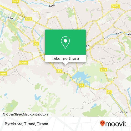 Byrektore, Tiranë χάρτης