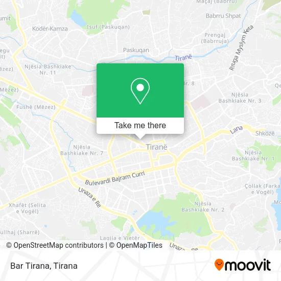 Bar Tirana map