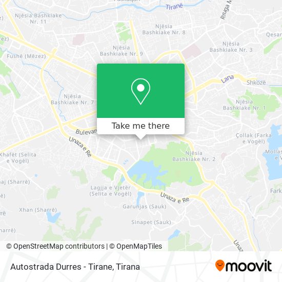Autostrada Durres - Tirane χάρτης