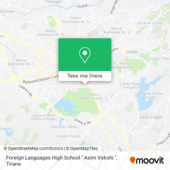 Foreign Languages High School " Asim Vokshi " χάρτης