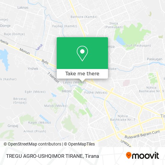 TREGU AGRO-USHQIMOR TIRANE map