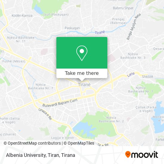 Albenia University, Tiran map
