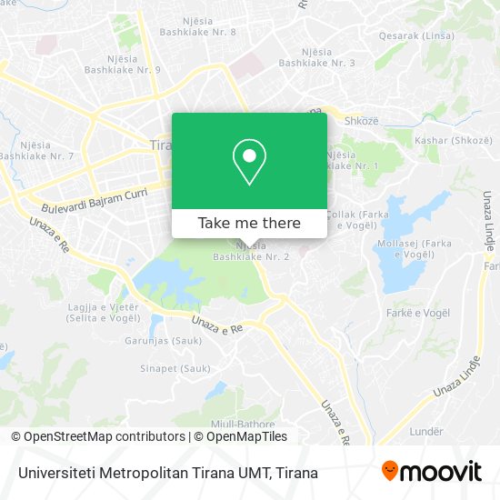 Universiteti Metropolitan Tirana UMT χάρτης