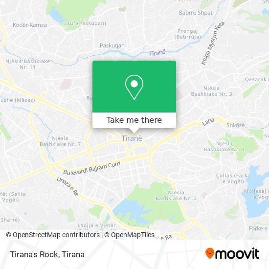 Tirana's Rock map