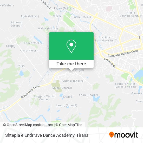 Shtepia e Endrrave Dance Academy χάρτης