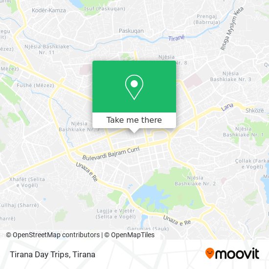 Tirana Day Trips map