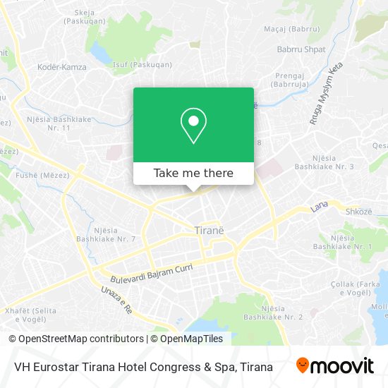 VH Eurostar Tirana Hotel Congress & Spa χάρτης