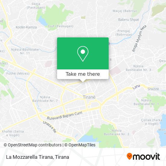 La Mozzarella Tirana χάρτης