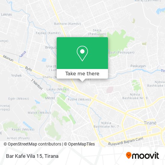 Bar Kafe Vila 15 χάρτης