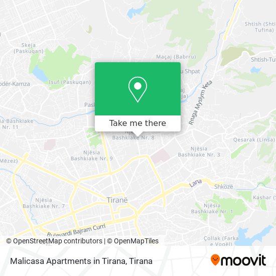 Malicasa Apartments in Tirana map