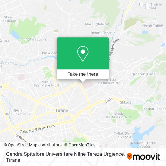 Qendra Spitalore Universitare Nënë Tereza-Urgjencë map