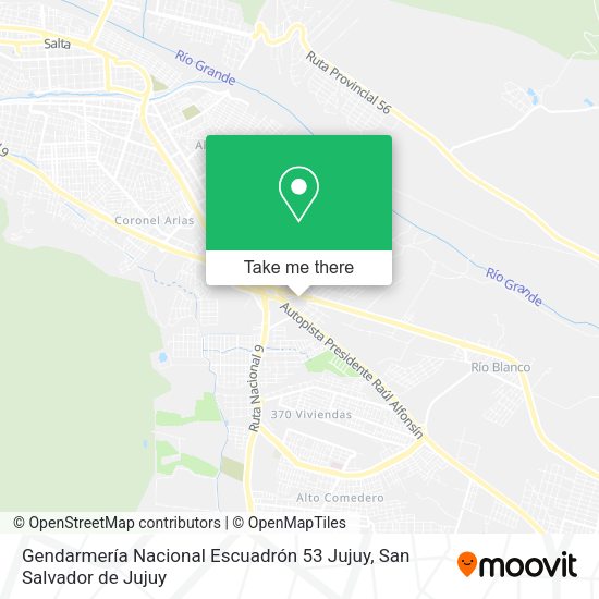 Mapa de Gendarmería Nacional Escuadrón 53 Jujuy