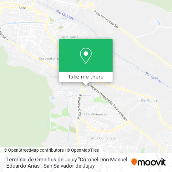 Mapa de Terminal de Ómnibus de Jujuy "Coronel Don Manuel Eduardo Arias"