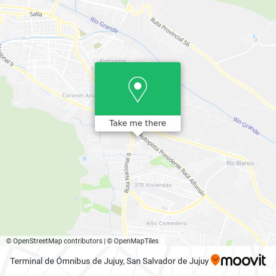 Mapa de Terminal de Ómnibus de Jujuy