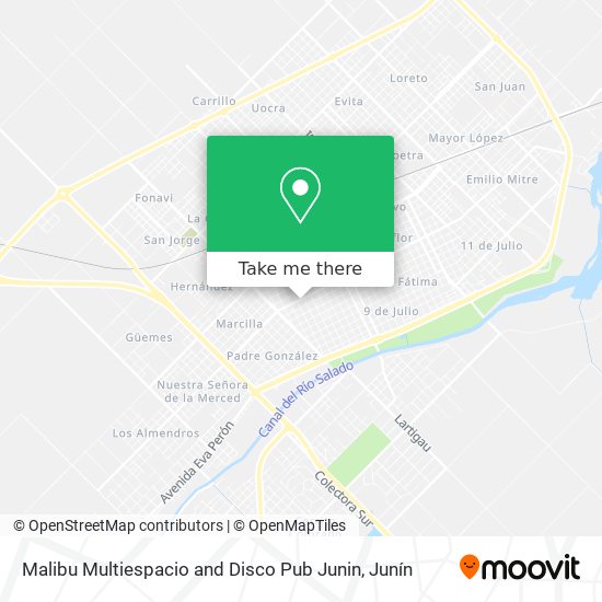 Malibu Multiespacio and Disco Pub Junin map