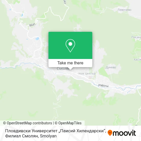 Карта Пловдивски Университет „Паисий Хилендарски“, Филиал Смолян