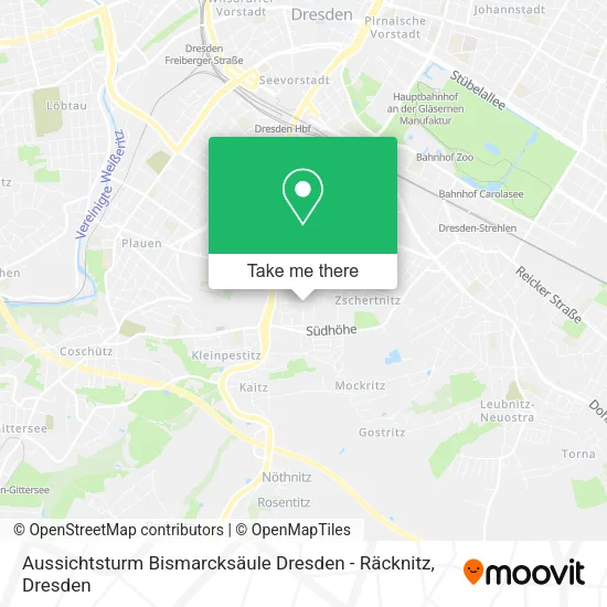 Карта Aussichtsturm Bismarcksäule Dresden - Räcknitz