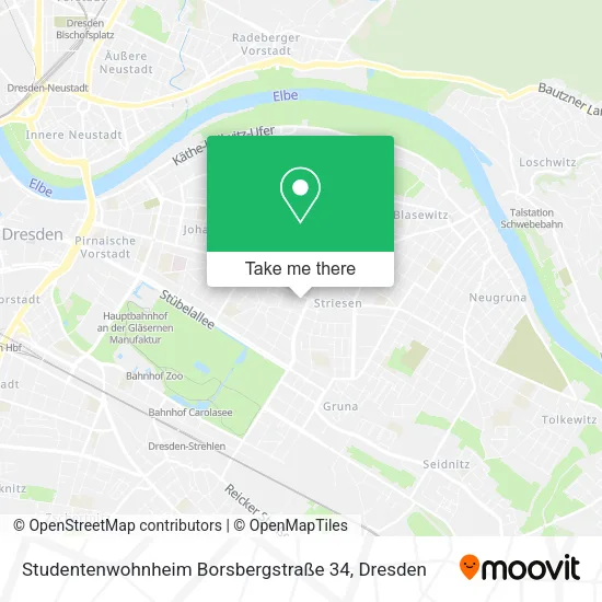 Карта Studentenwohnheim Borsbergstraße 34