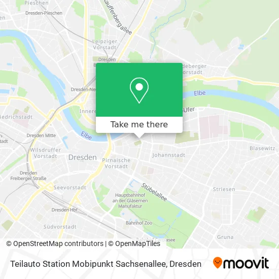 Карта Teilauto Station Mobipunkt Sachsenallee