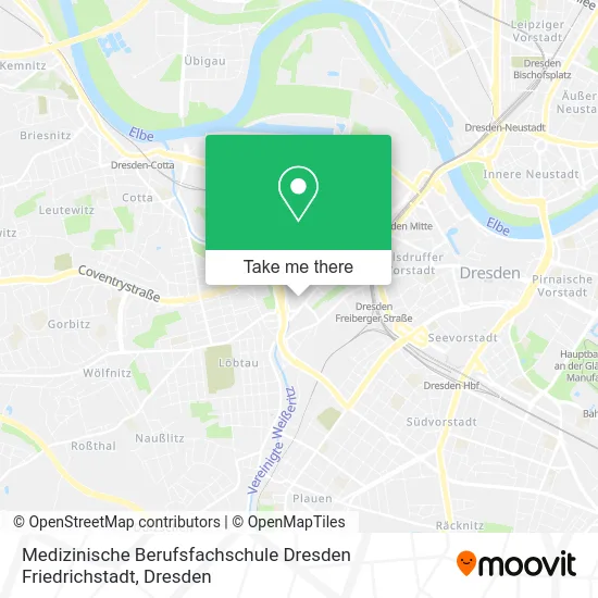 Карта Medizinische Berufsfachschule Dresden Friedrichstadt