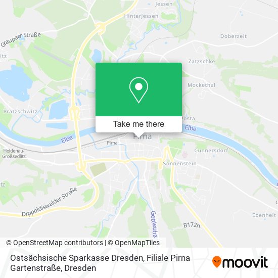 Карта Ostsächsische Sparkasse Dresden, Filiale Pirna Gartenstraße