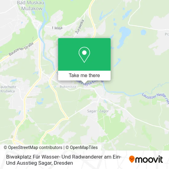 Карта Biwakplatz Für Wasser- Und Radwanderer am Ein- Und Ausstieg Sagar