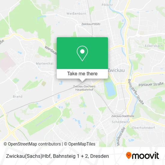 Карта Zwickau(Sachs)Hbf, Bahnsteig 1 + 2