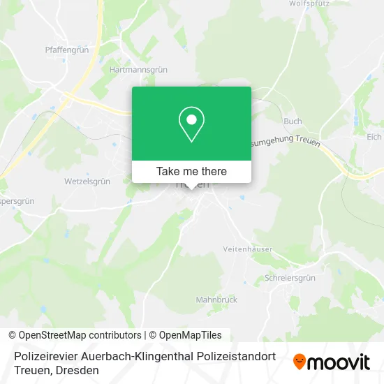 Карта Polizeirevier Auerbach-Klingenthal Polizeistandort Treuen