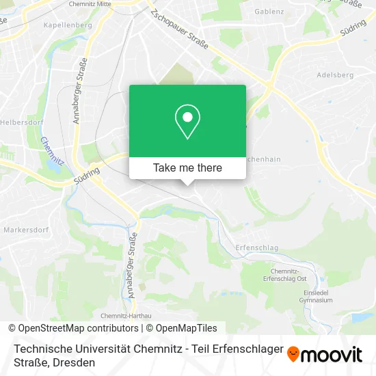 Карта Technische Universität Chemnitz - Teil Erfenschlager Straße