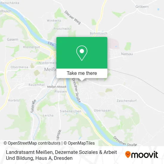 Карта Landratsamt Meißen, Dezernate Soziales & Arbeit Und Bildung, Haus A