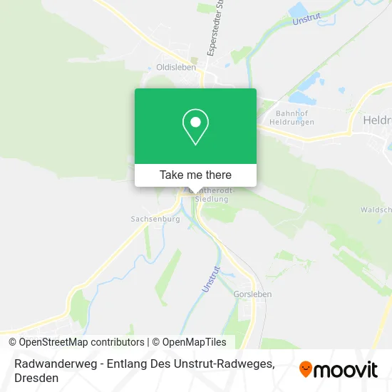 Карта Radwanderweg - Entlang Des Unstrut-Radweges