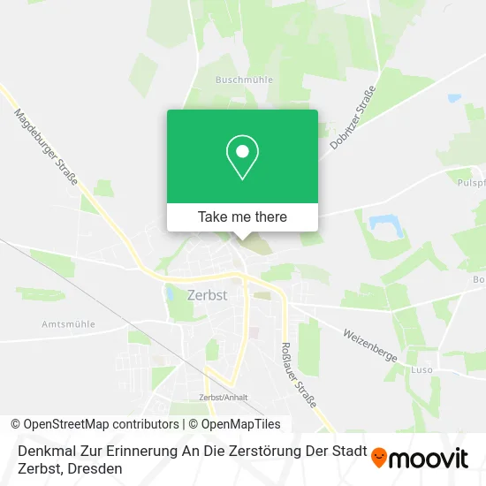 Карта Denkmal Zur Erinnerung An Die Zerstörung Der Stadt Zerbst