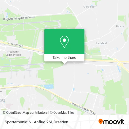 Карта Spotterpunkt 6 - Anflug 26l