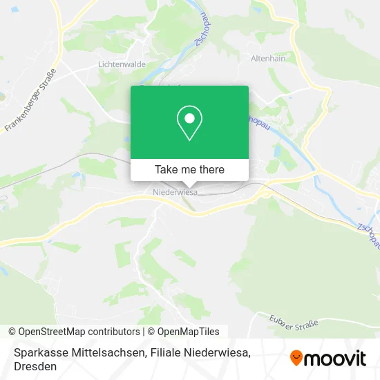 Карта Sparkasse Mittelsachsen, Filiale Niederwiesa
