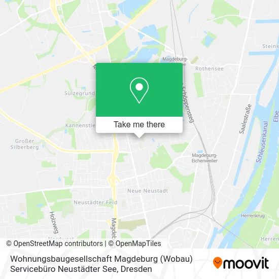 Карта Wohnungsbaugesellschaft Magdeburg (Wobau) Servicebüro Neustädter See