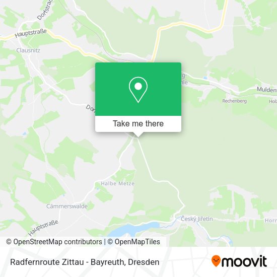 Карта Radfernroute Zittau - Bayreuth