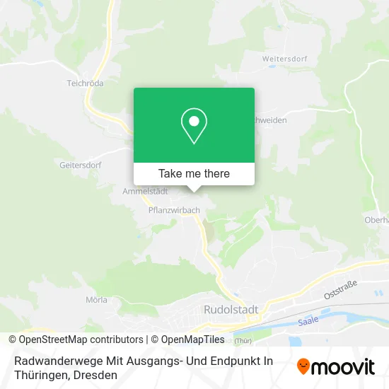 Карта Radwanderwege Mit Ausgangs- Und Endpunkt In Thüringen