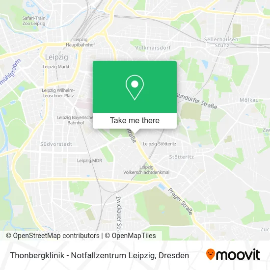Карта Thonbergklinik - Notfallzentrum Leipzig