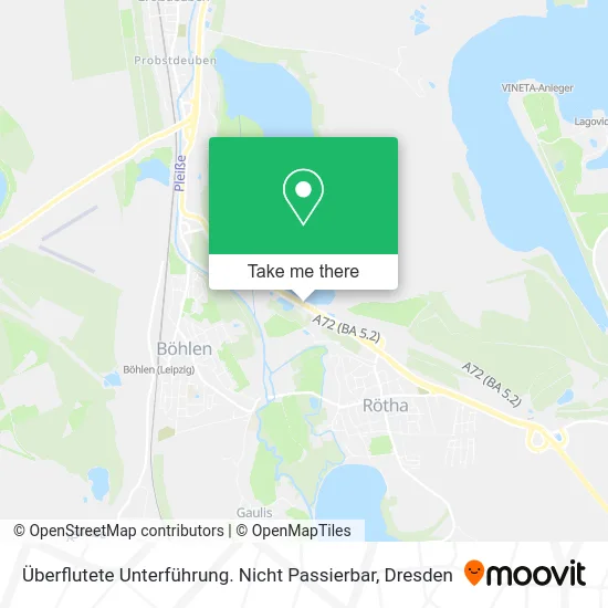 Карта Überflutete Unterführung. Nicht Passierbar