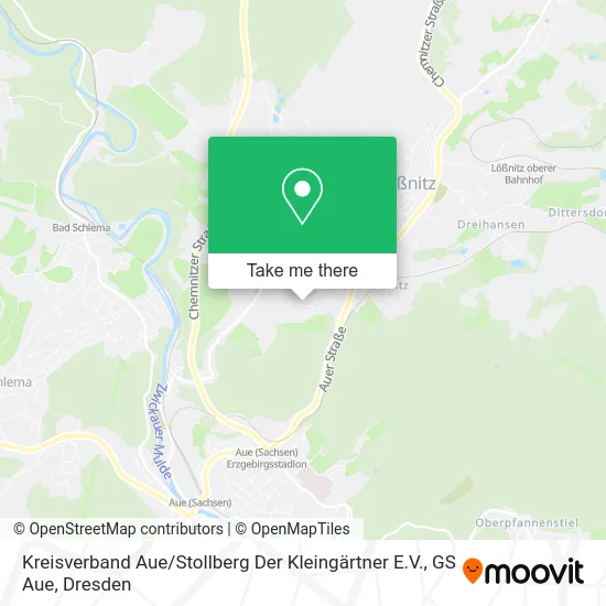 Карта Kreisverband Aue / Stollberg Der Kleingärtner E.V., GS Aue