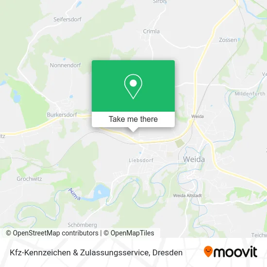 Карта Kfz-Kennzeichen & Zulassungsservice