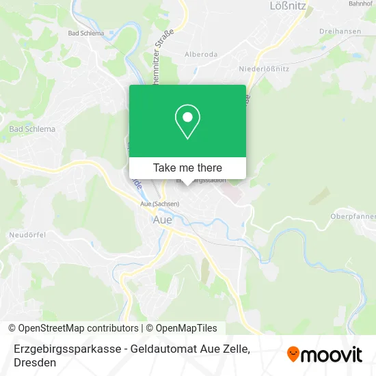 Карта Erzgebirgssparkasse - Geldautomat Aue Zelle