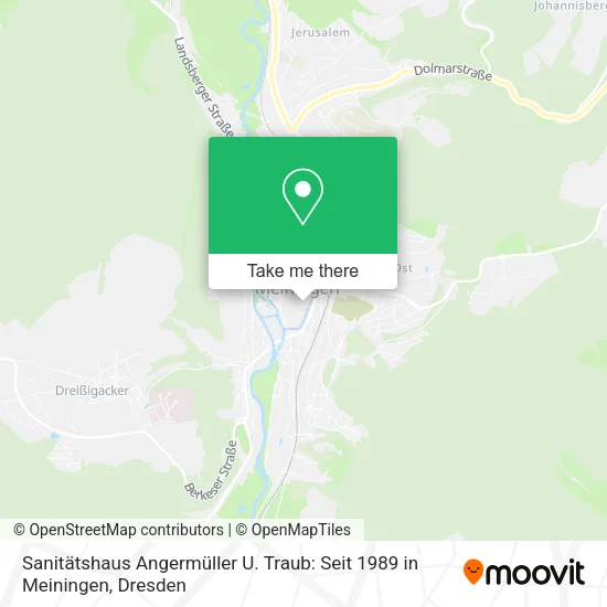 Карта Sanitätshaus Angermüller U. Traub: Seit 1989 in Meiningen