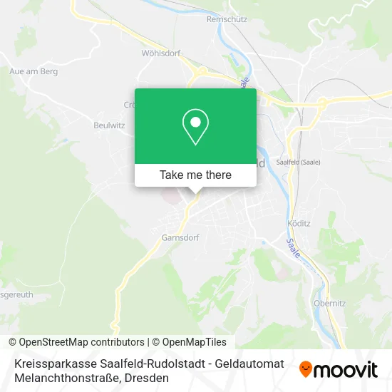 Карта Kreissparkasse Saalfeld-Rudolstadt - Geldautomat Melanchthonstraße