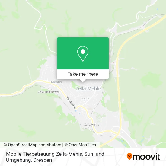 Карта Mobile Tierbetreuung Zella-Mehis, Suhl und Umgebung