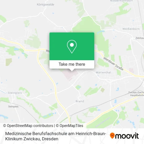 Карта Medizinische Berufsfachschule am Heinrich-Braun-Klinikum Zwickau